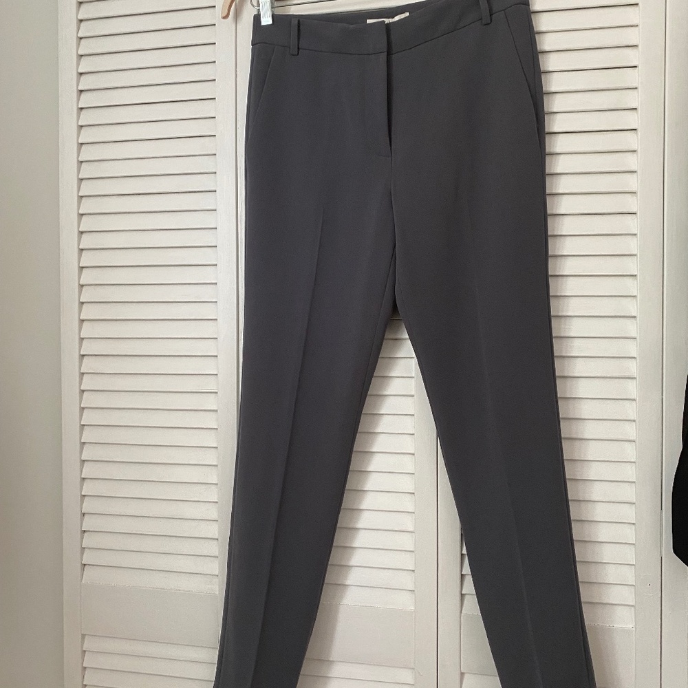 NWT Tibi Gray Straight Leg Crepe Pants
